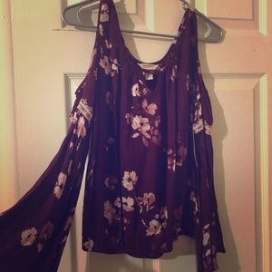 Deep Ruby Floral Long sleeve blouse